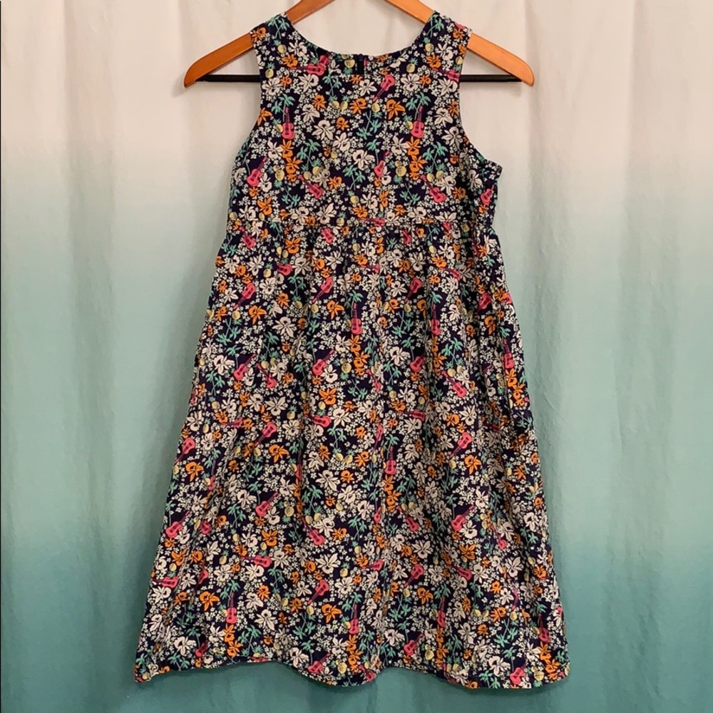 Lands’ End-size 14-navy blue, printed dress